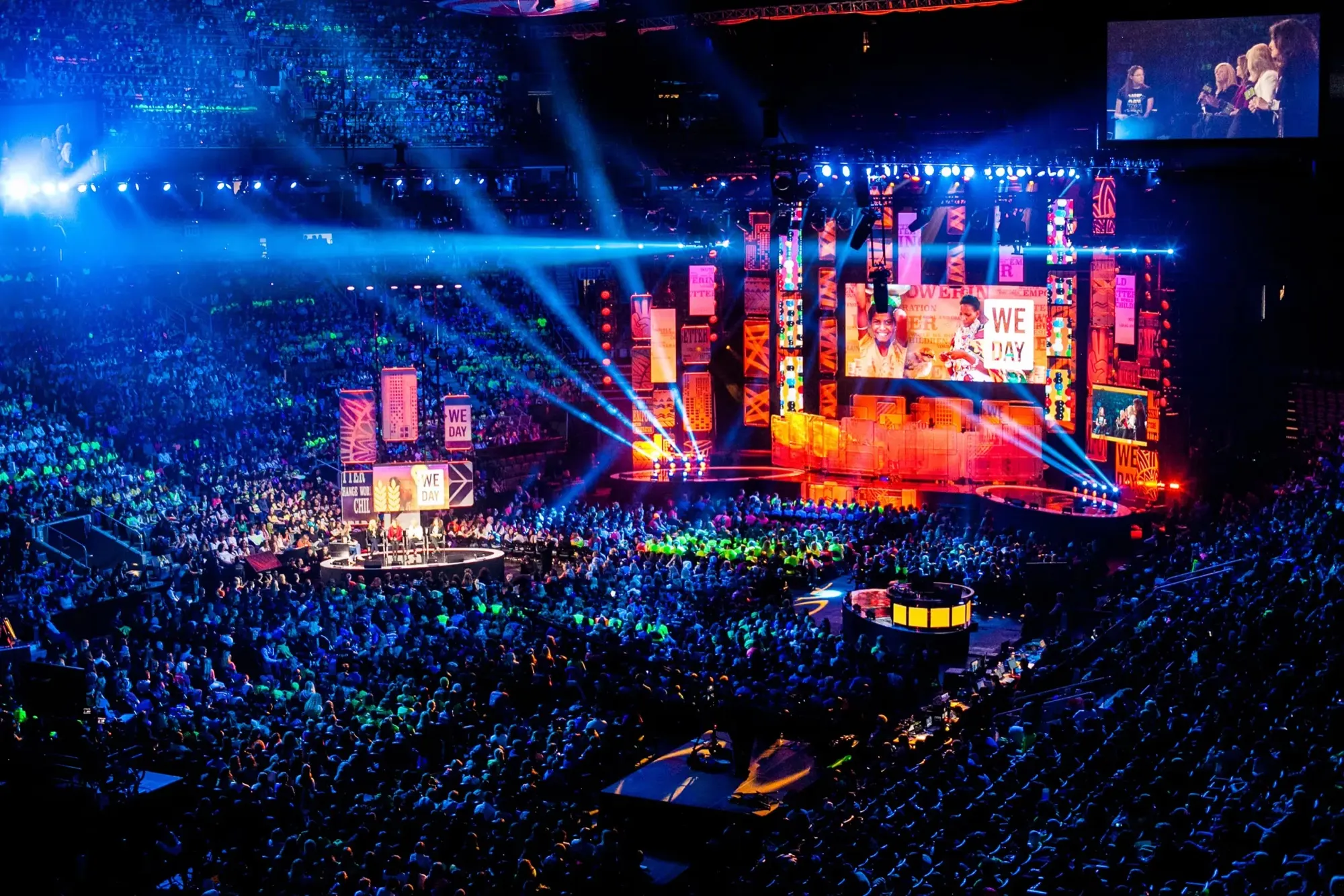 Thousands of young people at a WE Day stadium event